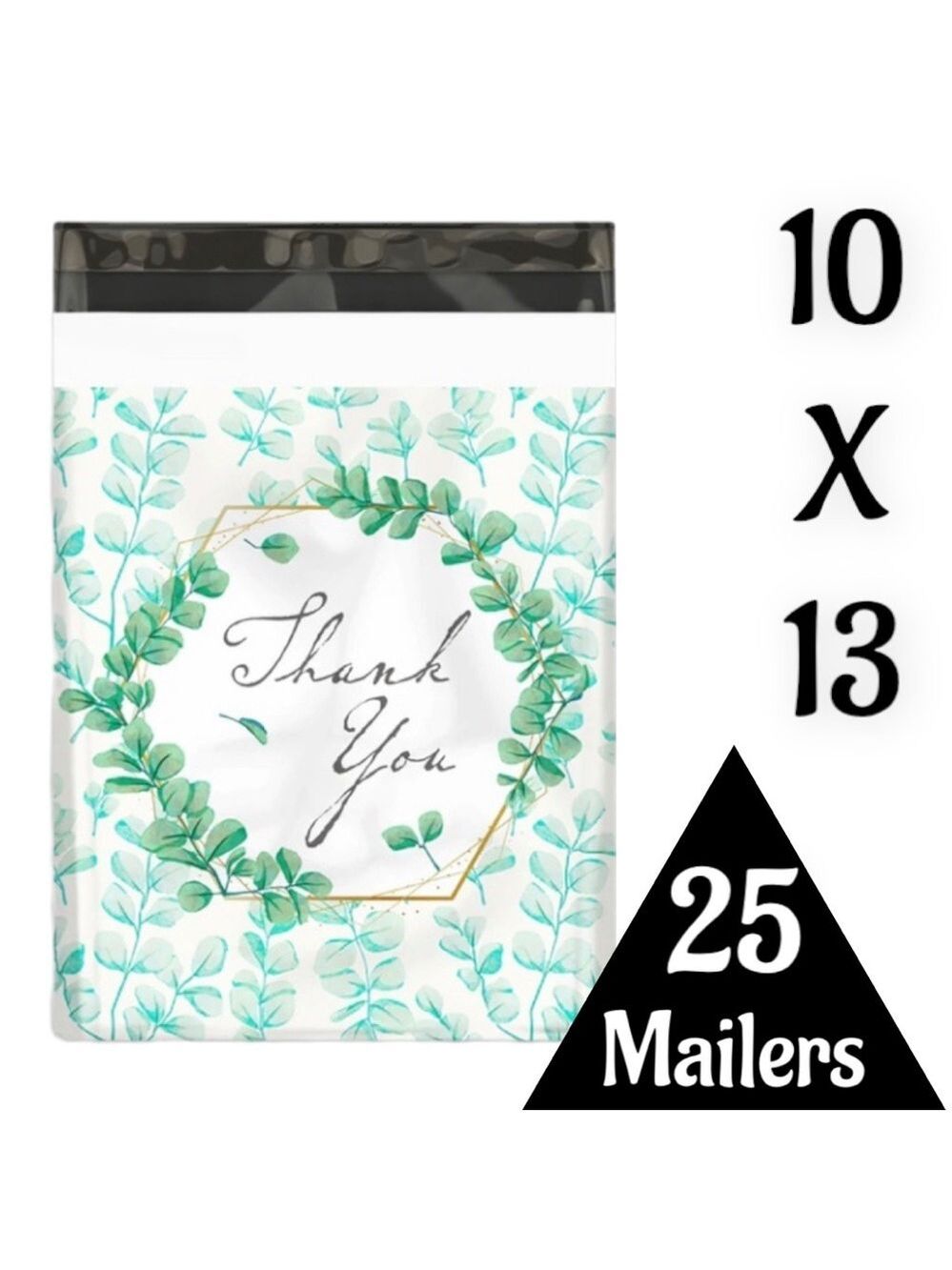 25 10X13 Poly Mailers Green Laurel Thank You Flat Shipping Envelopes - Picture 9 of 12